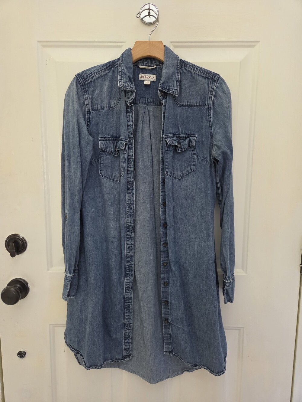 Merona Long Sleeve Denim Button-up Tunic